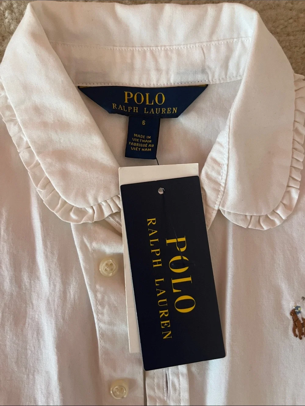 Polo by Ralph Lauren Off White Short-Sleeve Button-Down Shirt